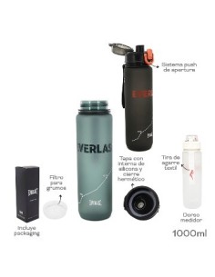 Botella  Plast. 1l Everlast Negra  30418 Tar02