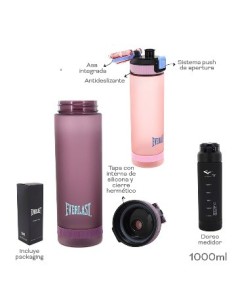 Botella 1l Plast. Everlast Negra Opaca  30414 Tar02