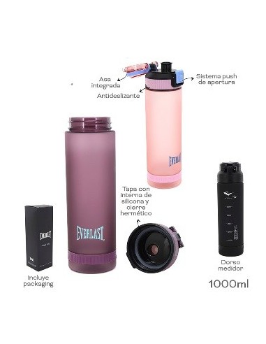 Botella 1l Plast. Everlast Negra Opaca  30414 Tar02