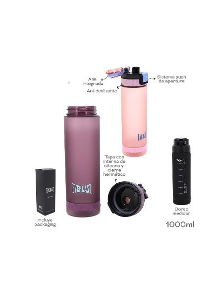 Botella 1l Plast. Everlast Negra Opaca  30414 Tar02
