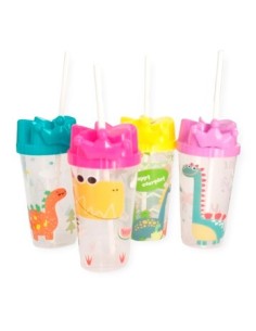 Vaso Plastico Dinos C/tapa Ns230158 Pk01
