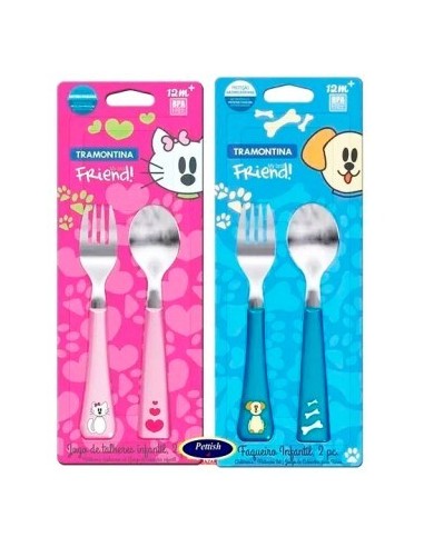 Juego Cubiertos X2 Pzas Tramontina Infantil Cuchara Y Tenedor En Blister 03-23799/493 193  Myf01 Dip01 (b12)