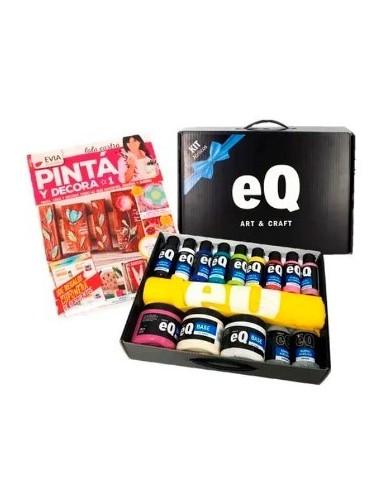 Kit Valija Acrilicos+revista+delantal+barnices+base Eq Arte