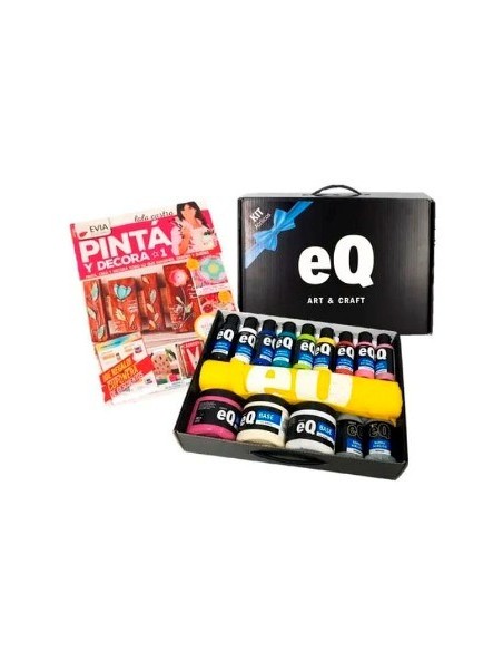 Kit Valija Acrilicos+revista+delantal+barnices+base Eq Arte