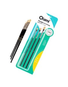 Pincel X3 Chato N. 2-6-10 Pelo Cerda Olami Pi303 Ie01