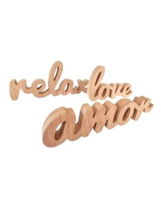 Palabra Corporea Madera 21x8cm Calma/sonrie/amor/smile/relax/love Et01