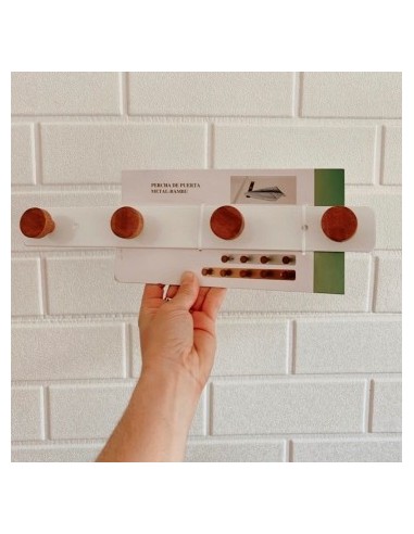 Perchero 44 Cm 5 Perillas Metal-bambu Bco/negro 302138/302139 Pcu01