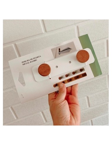 Perchero 15 Cm 2 Perillas Metal-bambu Bco/negro 302134/302135 Pcu01