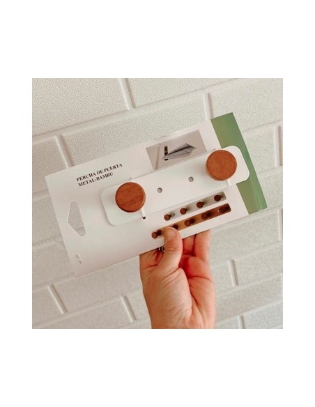 Perchero 15 Cm 2 Perillas Metal-bambu Bco/negro 302134/302135 Pcu01