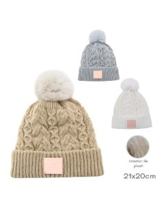 Gorro Tejido C/pompon Y Peluche Interior Col. Surt 16902-16903 Tar02