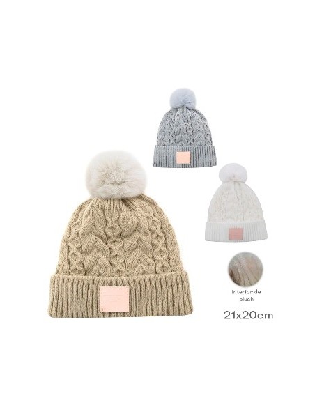 Gorro Tejido C/pompon Y Peluche Interior Col. Surt 16902-16903 Tar02