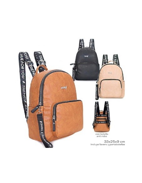 Mochila 13 3 Bols Eco Cuero C/llavero Y Cierre Antirobo 14880/15492/16482/16485/16484 Tar02 (m)