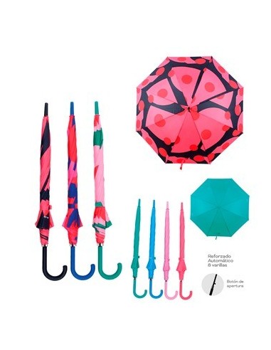 Paraguas Dama Largo Liso/estampado Trendy 6285-6288-6294-6291 Tar02 (m)