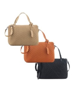 Cartera 36x27cm Labrada Negra/camel Simil Cuero Amayra 67.c2702.1/67.c2702.3 Lse01