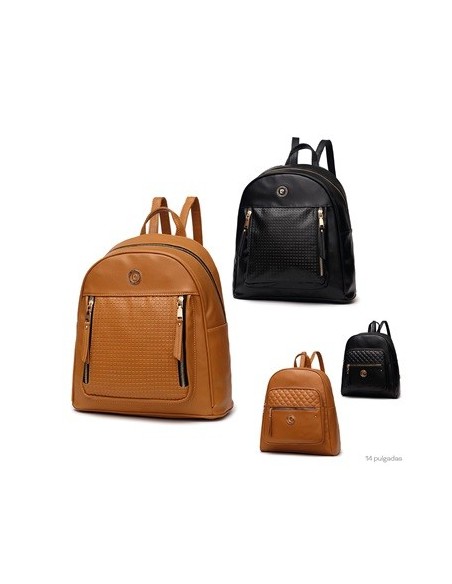 Mochila 34x29*11cm Eco Cuero 3 Cierres Pierre Cardin  21849/21852 Tar02