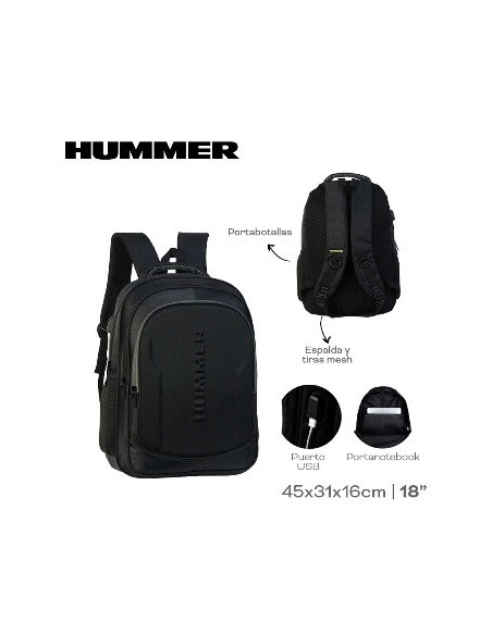 Mochila Portanotebook Hummer 46x33cm 3 Cierres 27833 Tar02