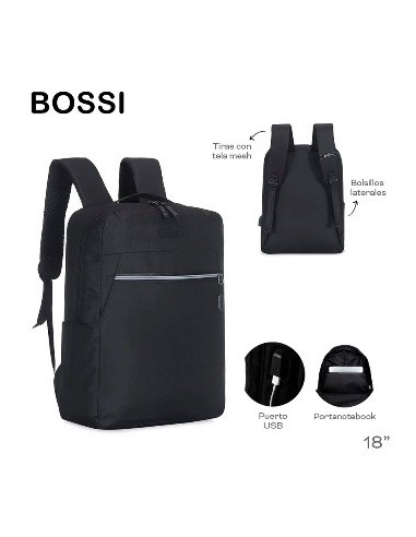 Mochila Portanotebook Bossi 42x28cm C/bolsillo 16365 Tar02