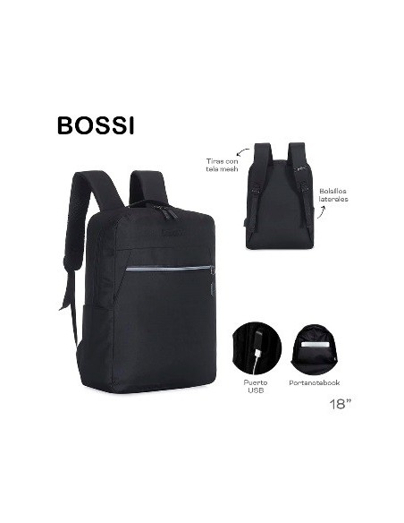 Mochila Portanotebook Bossi 42x28cm C/bolsillo 16365 Tar02