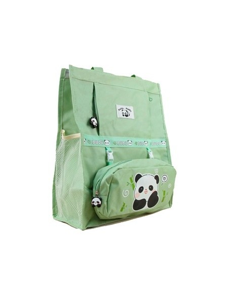 Bolso Lona Infantil C/cartuchera Panda 37*32cm Dc30075 Sf01
