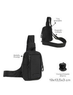 Morral Cruzado Travel Tech 19x13 5x3cm Tira Ajustable  Posicion Multiple  Bolsillo Frontal Y Comp Interno 53540 Tar02 (p)