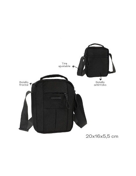 Morral Travel Tech 20x16x5 5cm Corduratira Ajustable  Bolsillo Frontal Y Antirrobo 53542 Tar02 (p)