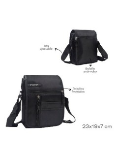 Morral Nylon 23x19x7cm Peyton Tira Ajustable  Bolsillos Frontales Y Antirrobo 53545 Tar02