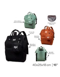 Mochila Nylon C/monedero 20x25x18cm Everlast 16p Bol Front  Lat  Antirrobo  Org Interno  Tir Ajust  Monedero Desmontable 2257