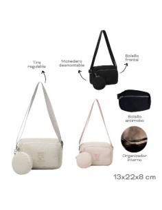 Morral C/monedero Desmont. Organizador Interno  Bolsillo Antirrobo  Tira Regulable
Composicion: Nylon 13cmx22cmx8cm18834 Tre