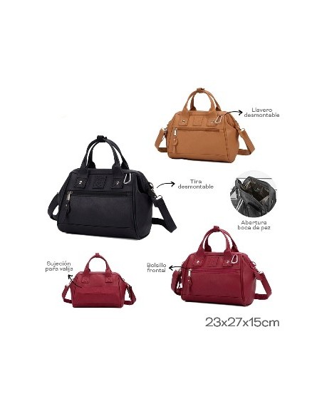 Morral Bolsillo Frontal  Llavero Y Tira Desmontable  Sujecion Para Valija Pu 23cmx27cmx15cm Everlast 22589 Tar02