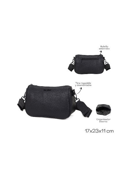 Morral Tira Regulable Y Desmontable  Antirrobo  Org Interno
Composicion: Pu 17cmx23cmx11cm Trendy 22718 Tar02