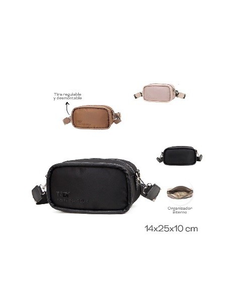 Cartera 14x25x10cm Nylon Tira Regulable Y Desmontable  Org Interno Trendy 22705 Tar02