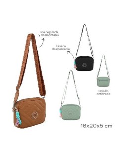 Morral 16x20x5cm Tira Regulable Y Desmontable  Bolsillo Antirrobo  Llavero Desmontable Trendy 30205 30208 Tar02