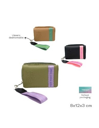 Billetera 8x12x3cm  Llavero Desmontable Trendy En Caja 28700 Tar02