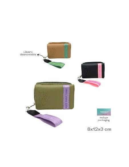 Billetera 8x12x3cm  Llavero Desmontable Trendy En Caja 28700 Tar02
