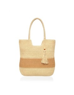 Bolso De Playa Zaphir Bicolor De Rafia C/cierre Ca0129z Jav01