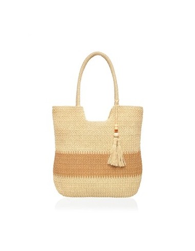 Bolso De Playa Zaphir Bicolor De Rafia C/cierre Ca0129z Jav01