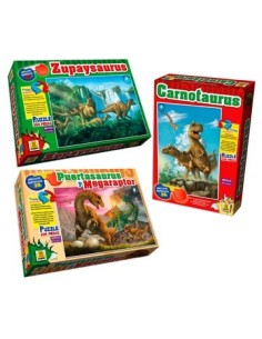 Puzzle 204pzas 3d C/anteojos Reversibles Carnotauros Puertasaurus Zupaysaurus 228/229/230impl02