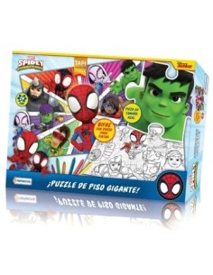 Puzzle 24pzas Gigante Bifaz P/colorear C/crayones Spidey Vsp3312 Tap02