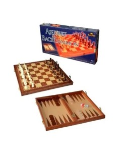 Ajedrez + Backgammon C/tablero Y Pzas Madera Im9785 Jbl01