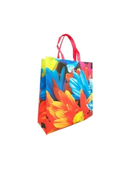 Bolsa 40x40 Fiselina Laminada Flores-bicicleta-frases Flf4040e Eco01