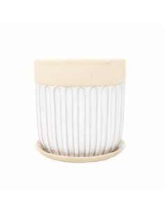 Maceta 14x14cm Cemento Simil Mimbre Mc23m Gal01