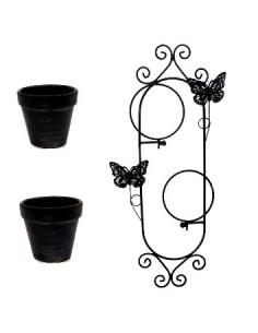 Adorno 40cm Metal X2 Porta Maceta Mariposa 1704304 Jli03