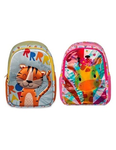Mochila 16 U 1 Bols.  Animales Jungla 3d Tigre-jirafa 5587-5588 Csl01
