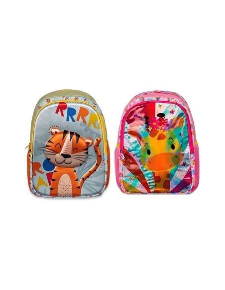 Mochila 16 U 1 Bols.  Animales Jungla 3d Tigre-jirafa 5587-5588 Csl01