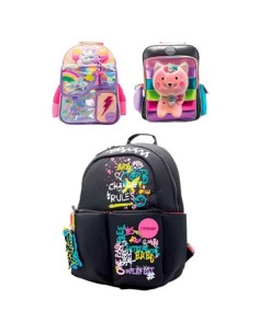 Mochila 17" 3 Bols. Neopren Grafitti /unicornio/gatito C/stickers Ck712/ck713/ck716 Ck01