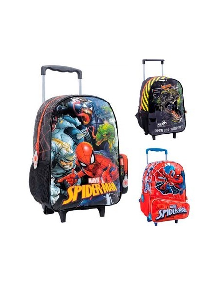 Mochila 16 V C/carro Personaje Spiderman -jurasic 77110-38212-11717   Wab02
