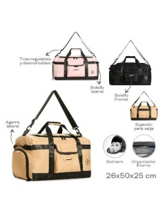 Bolso Viaje 25x50x25 Nylon Bol Frontal  Lat  Botinero  Org Int  Suj P Valij  Tir Desmnt  Manij Lat Trendy 18577tar02