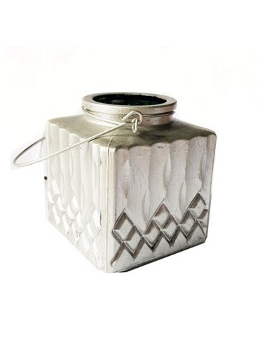 Porta Vela 11cm Vidrio Plateado Sin7p 1v285 Sc01