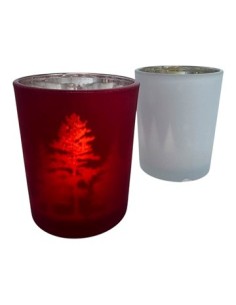 Porta Vela 7cm Vasito Vidrio Esmerilado Navideno Ns411044 Ns411100 Pk01