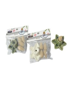 Porta Sahumerio Flor + 4 Sahumerios Cono Kg006 Rey03